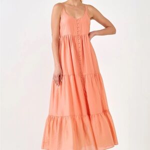 Endless Rose Coral Button-Front Maxi Dress